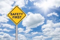 safety first sign in the clouds